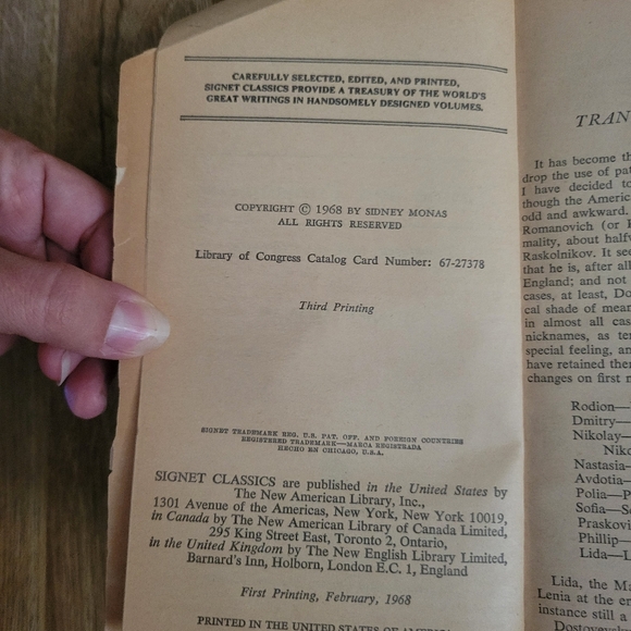 1968 Third Printing Crime and Punishment Paperback Book - Picture 4 of 4